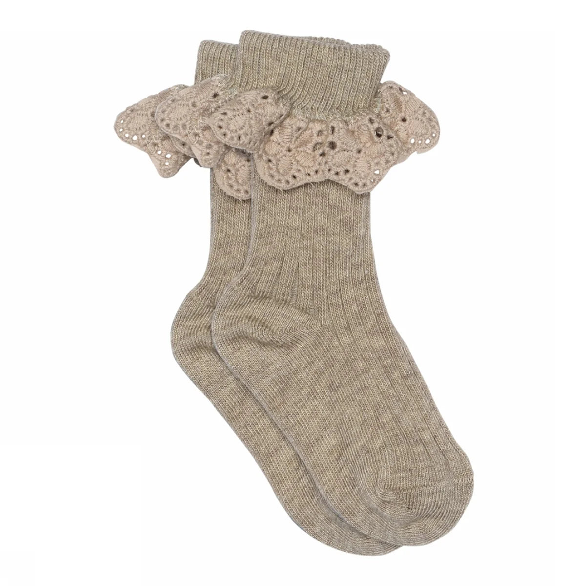 Sokkar Lisa með blúndu · Light brown melange