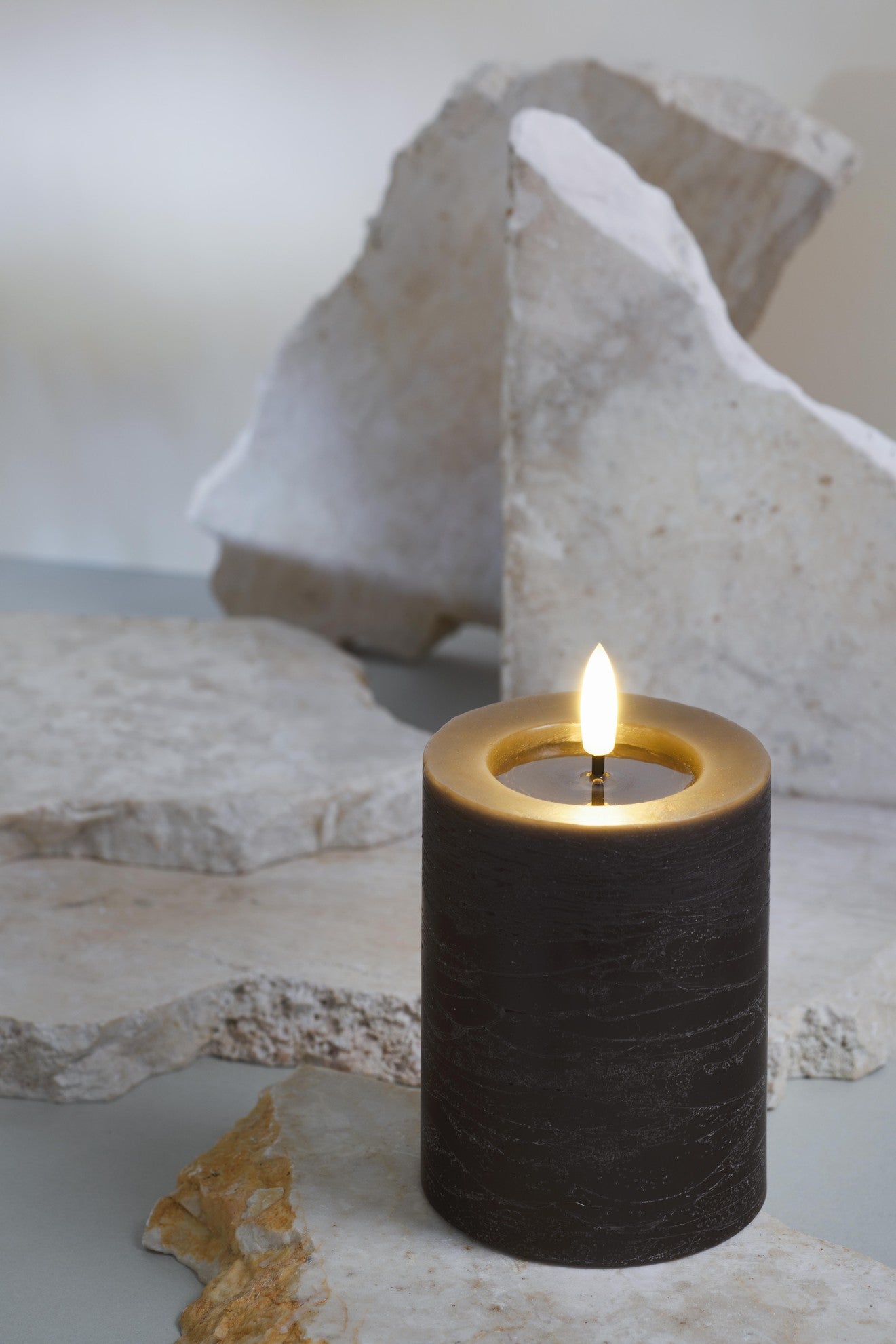 DIMM: Led kubbakerti Rock melted · Charcoal · 7,4cm breidd