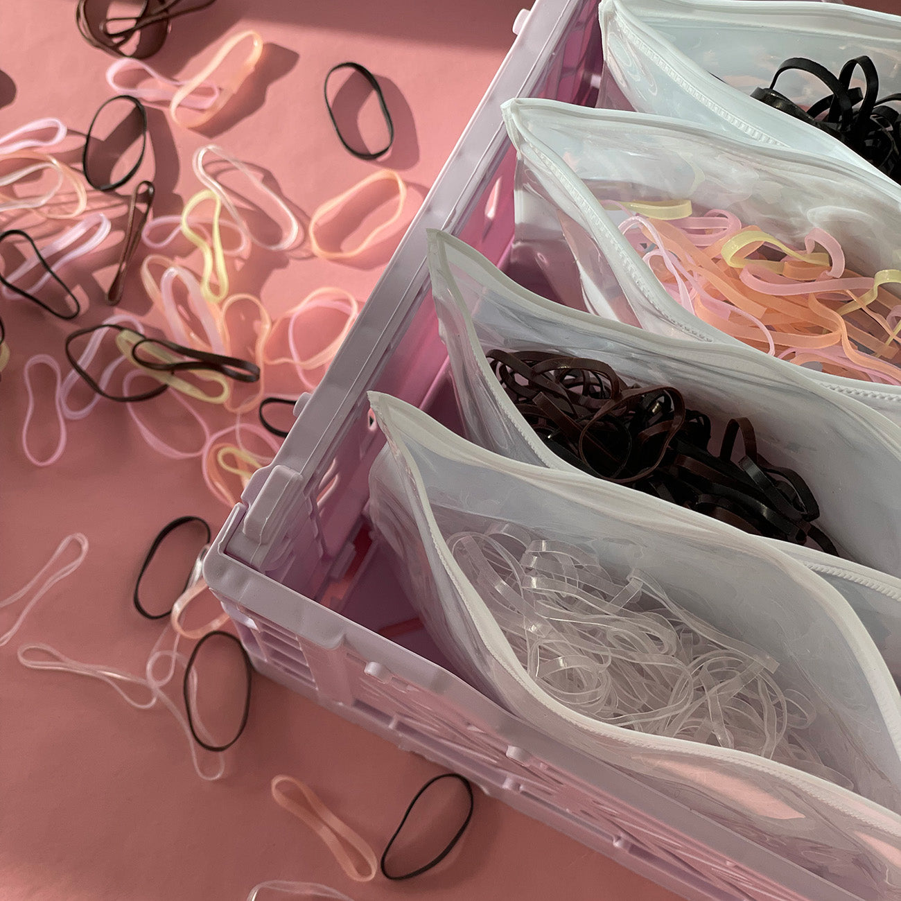 DIMM: Sílikon hárteygjur · 200 stk · glærar