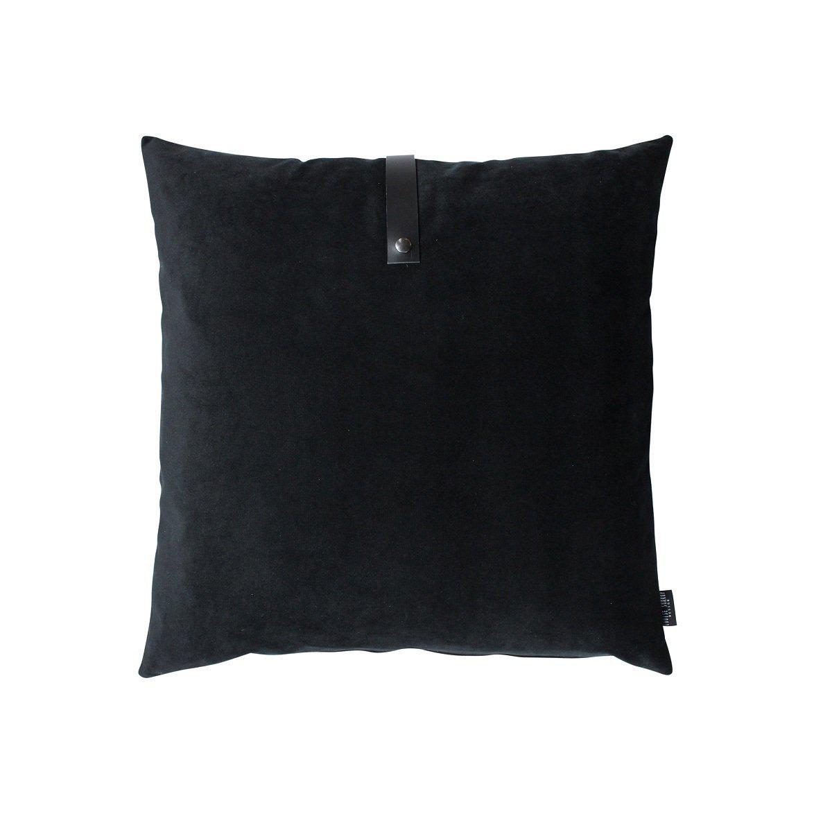 DIMM: Flauelspúði með leðuról · black · 50x50