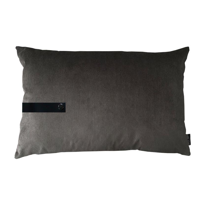 DIMM: Flauelspúði með leðuról · taupe corderoy · 40x60