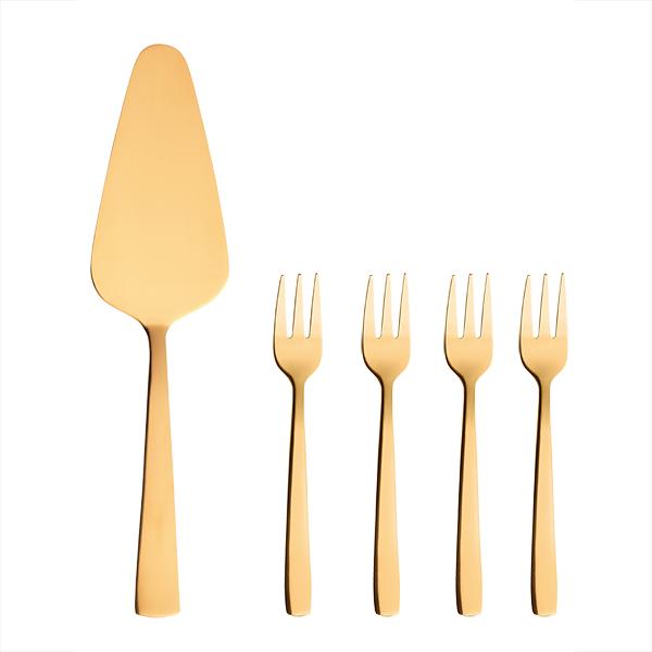 DIMM: Tertuspaði og gafflar 4stk · gyllt