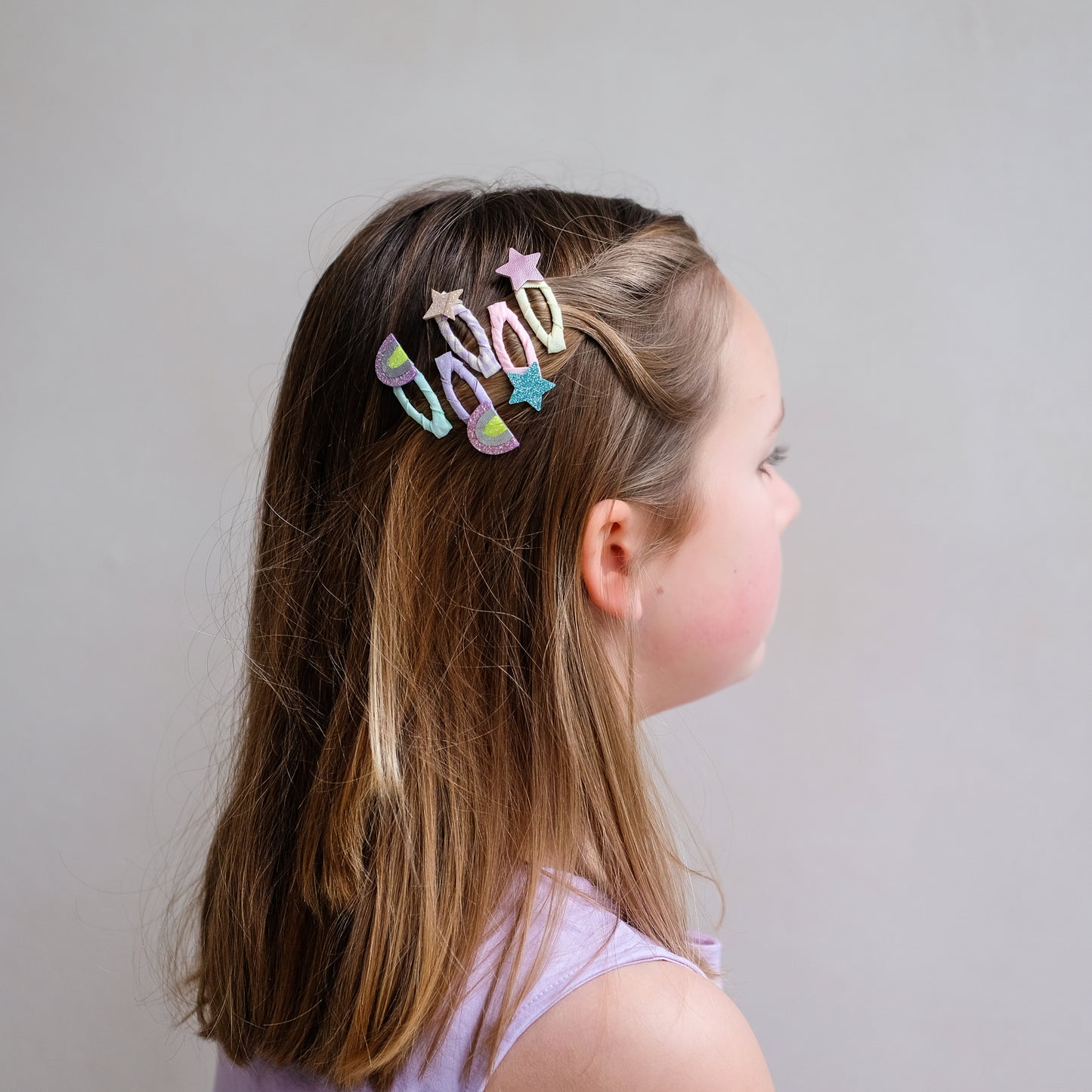 DIMM: Hárspennur mini · 5 stk · Rainbow and star