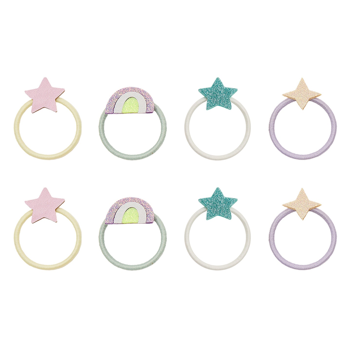 DIMM: Hárteygjur mini · 8 stk · Rainbow and star