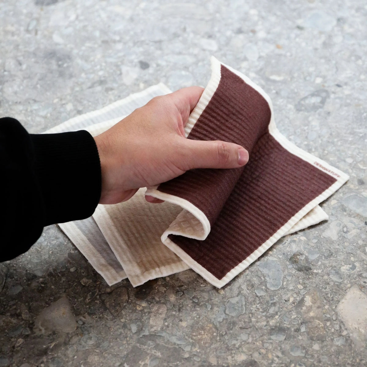 DIMM: ECO borðtuskur · 3 stk · Burgundy/Sand/Light Grey