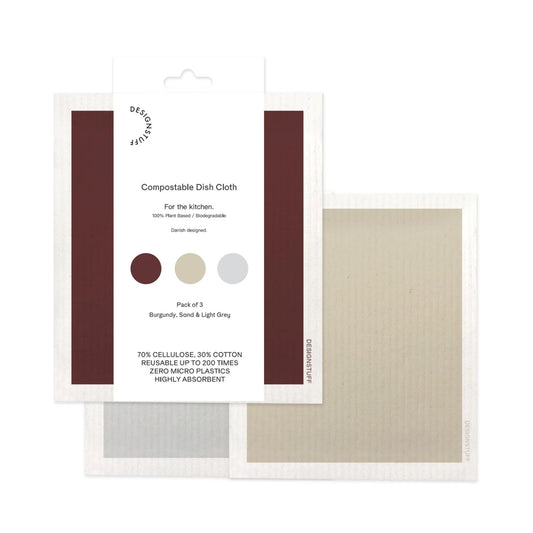 DIMM: ECO borðtuskur · 3 stk · Burgundy/Sand/Light Grey