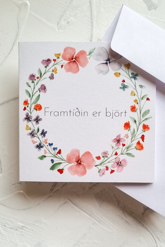 DIMM: Watercolor by Ruth tækifæriskort · Framtíðin er björt · litir