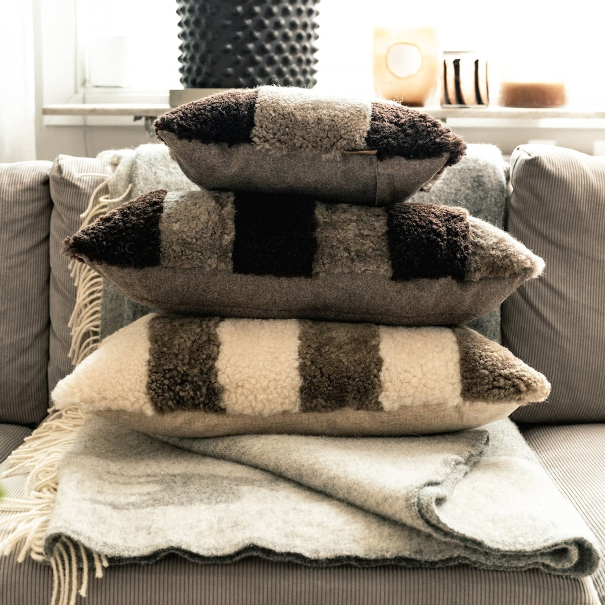 DIMM: Rand púði · Stone/Dark brown · 60x40 cm