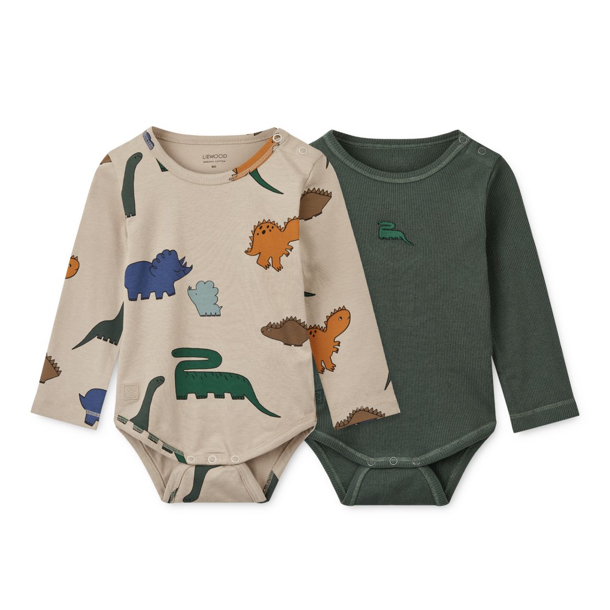 DIMM: Liewood Yanni samfellur · 2pk · Dinosaurs Mist / Forest green