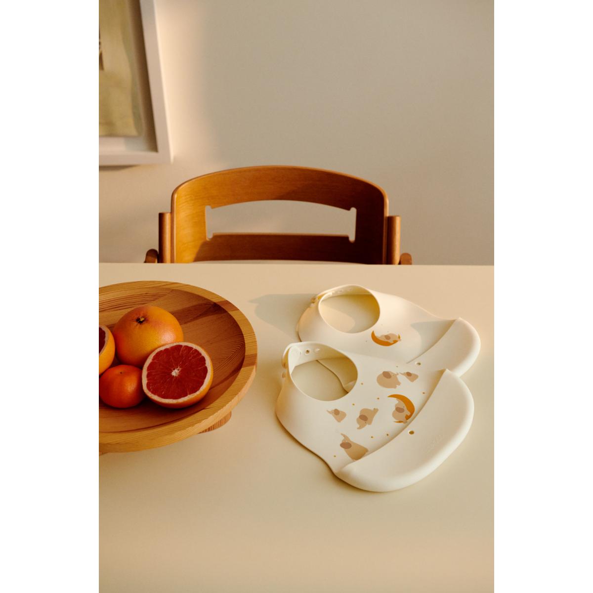 DIMM: Liewood Ember silíkon smekkur · 2pk · Elephant / Creme de la creme