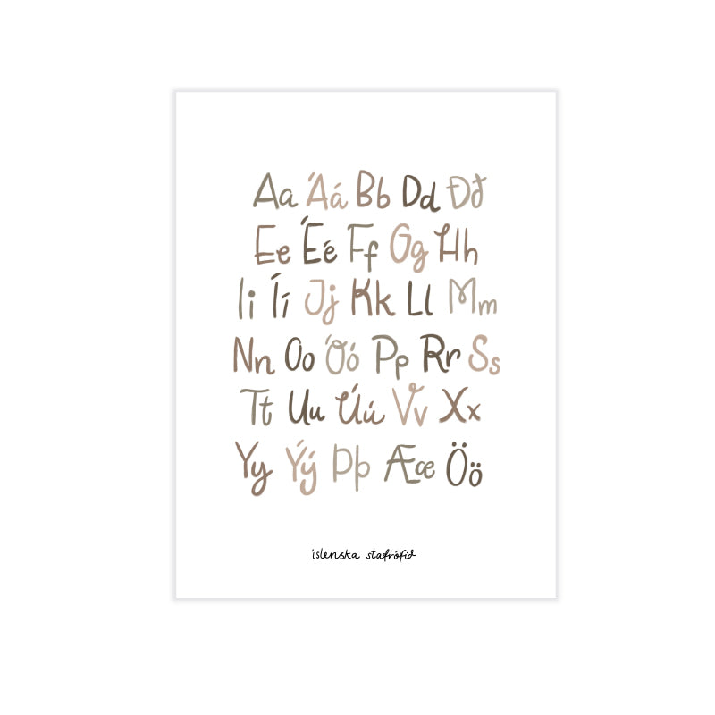 DIMM: Krot dagsins veggspjald · Stafróf · brúnt