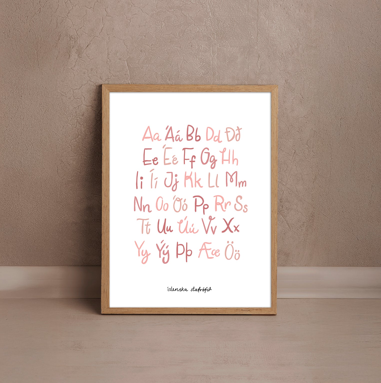 DIMM: Krot dagsins veggspjald · Stafróf · bleikt