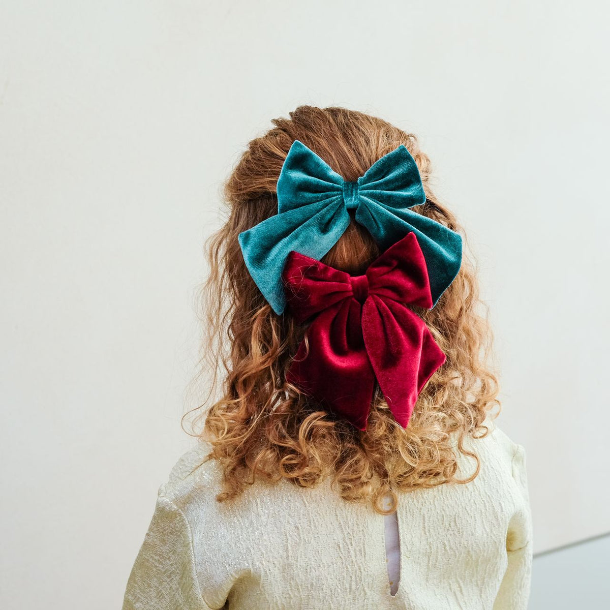 DIMM: Hárspennur flauel · 2 stk · Agnes · teal multi